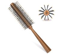 Xuxuejing Piccola spazzola rotonda, spazzola rotonda per capelli per asciugatura con setole in nylon, spazzola portatile a rullo dorata