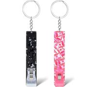 Xuxuejing Porta carte di credito per unghie lunghe, portachiavi, per carte di debito ed estrattore di carte di credito (rosso, nero)