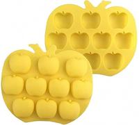 Xuxuejing Set di 2 stampi in silicone a forma di mela, adatti per cioccolatini, cupcake, gelatine, caramelle, cubetti di ghiaccio, biscotti, muffin, mini saponette