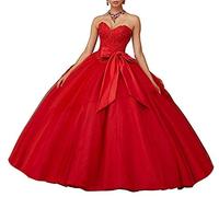 XUYUDITA L'abito di Sera dell'Abito di Sfera degli Appliques del Merletto borda i Vestiti Quinceanera sequestrati Lunghi Rosso-34