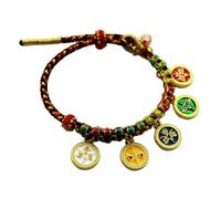XUYUH Braccialetto tibetano fatto a mano con catena a mano in corda colorata a cinque vie Dio della ricchezza, braccialetto regolabile con corda da tirare, come mostra