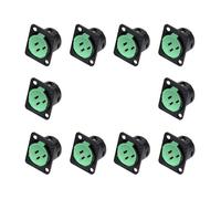 xuyuyan 10 pz 3 Pin XLR Maschio Montaggio A Pannello Presa Su Telaio Audio Microfono Martinetti Spina Adattatore Connettore In Lega di Zinco Borsette Contatto In Rame(Green)