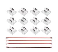 xuyuyan 12 pz connettore LED senza saldatura trasparente 4 in 1 connettori fai da te con filo da 15 cm for luci di striscia LED COB SMD a 2 pin 8 mm 10 mm(For 2pin 8mm Strip)