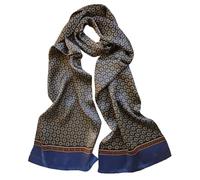 XUYUZUAU Sciarpe di seta da uomo 100% seta 12 mommes doppio strato spesso collo avvolgente casual formale business 175x26cm, Rame Azzurro, 175*26cm