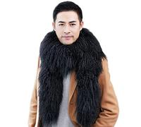 XUYUZUAU Uomo Sciarpe Calde Mongolo Agnello Lungo Sciarpa Avvolgere Autunno Inverno Riccio Collo Scaldacollo Partito All'aperto 180x20, Nero