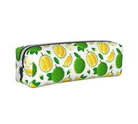 XUZHANG Frutto Del Modello Durian E Foglie, Astuccio per matite Astuccio per penne Astuccio per matite in pelle portatile con astuccio cosmetico con cerniera