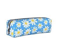 XUZHANG La margherita sveglia fiorisce l'azzurro floreale, Astuccio per matite Astuccio per penne Astuccio per matite in pelle portatile con astuccio cosmetico con cerniera