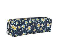 XUZHANG La margherita sveglia fiorisce l'azzurro floreale, Astuccio per matite Astuccio per penne Astuccio per matite in pelle portatile con astuccio cosmetico con cerniera