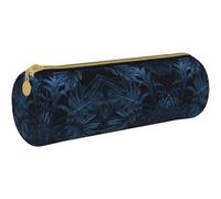 XUZHANG Modello di foglie di palma di piante, Astuccio portapenne cilindrico Astuccio portapenne in pelle portatile con astuccio cosmetico con cerniera