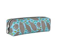 XUZHANG Modello oceano animale tricheco, Astuccio per matite Astuccio per penne Astuccio per matite in pelle portatile con astuccio cosmetico con cerniera