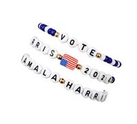 xuzhiyuan 3 pz/set fatti a mano 2024 Kamala Harris Seed Beads Bracciali Merch Kamala Harris Merchandise Bracciale campagna di voto del presidente per il sostenitore di Harris, adjustable, Resina