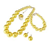 xuzhiyuan Set di gioielli da donna con perle finte, composto da collana, braccialetto, orecchini e anello, con perle finte colorate, per feste, matrimoni, uso quotidiano, Medio, Acrilico, Nessuna