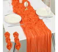 Xuzhouzhou Bandierine da tavolo in cotone grezzo, set da 2 pezzi, 80 x 300 cm, adatte per decorazioni di nozze e feste di compleanno (arancione)