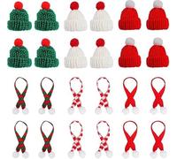 Xuzhouzhou Set di 24 mini cappelli a maglia con sciarpa di Natale, piccoli cappelli di Babbo Natale per artigianato, piccoli ornamenti per albero di Natale, decorazioni per fai da te