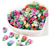 XUZOPIM 100 Pezzi Perline Per Braccialetti, Fiori Beads For Thread Fiori Beads Craft Polymer Clay Beads Fiori Bracelet Jewelry Beads Soft Ceramic Vase For Diy Crafts