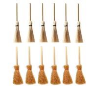 XUZOPIM 12Pcs Mini Broom Diy Dollhouse Hanging Model Mini Hanging Broom Miniature Broom Scopa Befana With Red Rope For Decoration