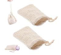 XUZOPIM 2 Pieces Cotton Linen Soap Bags, Sapone Naturale Borse In Rete A Bolle Di Cotone E Lino, Sisal Soap Bags, Natural Soap Bags, Suitable For Soap And Soap Residue