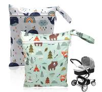 XUZOPIM 2 Pieces Nappy Bag Washable Wetbag Diapers With Zipper Reusable Hanging Organizer Wet And Dry Bag For Traveling Beach Pool, 25×20 Cm, Classique