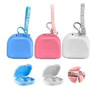 XUZOPIM 3 Pezzi Denture Holder Porta Apparecchio Denti With Vent Holes For Dentures Dental Bite Case Dental Appliance Orthodontics Mouth Guard Con Cordino Per Il Trasporto