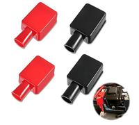 XUZOPIM 4 Pieces Battery Terminal Cover, Insulating Battery Cover, Battery Terminal Protection, Positive And Negative Poles Soft Rubber Pin Cover Connector Plug Top Mount For Car, Ship, Motorcycle