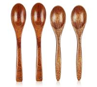 XUZOPIM 4 Pieces Handmade Wooden Spoon, Cucchiaio Per Miele Honey Spoon, Small, Natural Nanmu, Soup Spoon, Stirring, Kitchen, Kitchen Accessories (Brown)