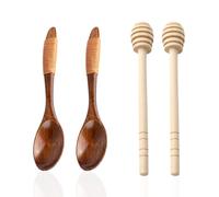 XUZOPIM 4 Pieces Wooden Honey Stirrers Wooden Honey Spoons Cucchiaio Per Miele Honey Wood Sticks Honey Spoons Honey Ladle Sticks