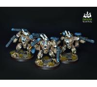 XV8 Crisis Battlesuit Team TAU t'au warhammer 40K COMMISSIONE dipinto