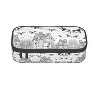 XVBCDFG 1 astuccio con stampa di pipistrelli volanti di Halloween, astuccio per matite artistiche, matite e pennarelli, grande capacità, perfetto per lavoro e viaggio, Come nella foto, Taglia unica,