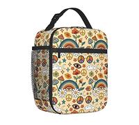 XVBCDFG 70S Rainbow Fungo Portatile Borsa Pranzo per Le Donne Degli Uomini Pranzo Tote Borse Isolate Lunch Box
