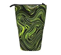 XVBCDFG Astratto serpente verde stampato astuccio portapenne astuccio telescopico borsa portamatite in piedi borsa trucco organizer cosmetico borsa unisex, Come mostrato, Taglia unica, Astuccio per