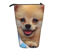 XVBCDFG Astuccio a pelo corto Pomeranian stampato in piedi astuccio telescopico portapenne carino astuccio per cancelleria organizer da ufficio con chiusura a cerniera, Come mostrato, Taglia unica,