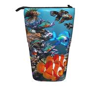 XVBCDFG Astuccio con motivo pesce tropicale stampato in piedi astuccio telescopico portapenne carino astuccio per cancelleria organizer da ufficio con chiusura a cerniera, Come mostrato, Taglia unica,