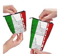 XVBCDFG Astuccio con stampa bandiera italiana del Colosseo romano, astuccio telescopico per cancelleria, astuccio in piedi con cerniera, Come mostrato, Taglia unica, Astuccio per matite
