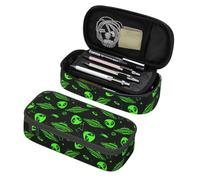 XVBCDFG Astuccio grande con rana e fungo rosso con scomparti con cerniera, astuccio per cancelleria per bambini, adolescenti, studenti, materiale scolastico, Stella Aliena Ufo Verde, Taglia unica,