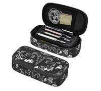 XVBCDFG Astuccio grande con rana e fungo rosso con scomparti con cerniera, astuccio per cancelleria per bambini, adolescenti, studenti, materiale scolastico, Halloween Elementi Magici Capra Mistica,