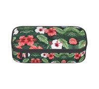 XVBCDFG Astuccio per matite con fiori di ibisco, con stampa di foglie di vegetazione e fiori di ibisco01, astuccio per penne artistiche, grande capacità, perfetto per lavoro e viaggio, Come nella