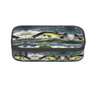 XVBCDFG Astuccio per matite con stampa a onde di pesce basso, penne artistiche, grande capacità, perfetto per lavoro e viaggio, Come nella foto, Taglia unica, Astuccio