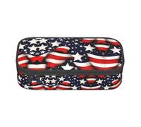 XVBCDFG Astuccio per matite con stampa con bandiera americana, stelle e strisce, penne artistiche, grande capacità, perfetto per lavoro e viaggio, Come nella foto, Taglia unica, Astuccio