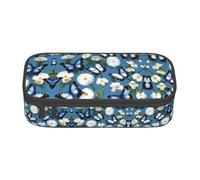 XVBCDFG Astuccio per matite con stampa di farfalle blu, fiori bianchi, penne artistiche, grande capacità, perfetto per lavoro e viaggio, Come nella foto, Taglia unica, Astuccio