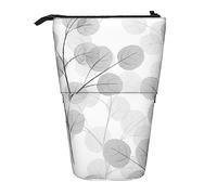 XVBCDFG Astuccio per matite con stampa di foglie di alloro grigie e ramo acquerello, astuccio telescopico, organizer per cancelleria, borsa per il trucco con chiusura a cerniera, Come mostrato, Taglia