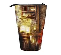 XVBCDFG Astuccio per matite con stampa di Halloween deserta con stampa di casa deserta, astuccio telescopico, astuccio per cancelleria, borsa per il trucco con chiusura a cerniera, Come mostrato,