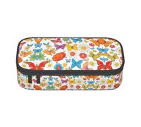 XVBCDFG Astuccio per matite con stampa di margherite e farfalle, grande capacità, organizer per cancelleria estetica con cerniera, Come nella foto, Taglia unica, Astuccio