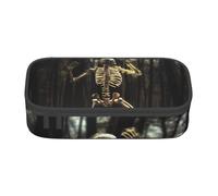 XVBCDFG Astuccio per matite con stampa di orsi danzanti e scheletro danzante, per penne artistiche, grande capacità, perfetto per lavoro e viaggio, Come nella foto, Taglia unica, Astuccio