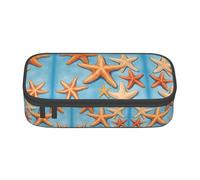 XVBCDFG Astuccio per matite con stampa di stelle marine con sfondo blu, grande capacità, organizer per cancelleria estetica con cerniera, Come nella foto, Taglia unica, Astuccio