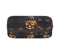 XVBCDFG Astuccio per matite con stampa di zucca e gufo di Halloween, grande capacità, organizer per cancelleria estetica con cerniera, Come nella foto, Taglia unica, Astuccio