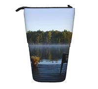 XVBCDFG Astuccio per matite con stampa "Mattina al lago", astuccio telescopico, organizer per cancelleria, trousse per trucchi con chiusura a cerniera, Come mostrato, Taglia unica, Astuccio per matite