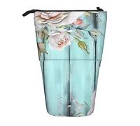 XVBCDFG Astuccio portamatite con motivo floreale, con supporto telescopico, per ufficio, colore foglia di tè, Come mostrato, Taglia unica, Astuccio per matite