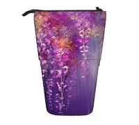 XVBCDFG Astuccio portamatite viola con fiori piangenti, grazioso astuccio telescopico per cancelleria, trucco, cosmetici, borsa per donne e ufficio, Come mostrato, Taglia unica, Astuccio per matite