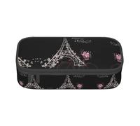 XVBCDFG Astuccio portapenne con stampa di fiori e torre e biciclette, grande capacità, organizer per cancelleria estetica con cerniera, Come nella foto, Taglia unica, Astuccio