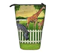 XVBCDFG Astuccio telescopico con stampa di cartoni animati con zoo, portapenne pop-up con cerniera, per ufficio, Come mostrato, Taglia unica, Astuccio per matite